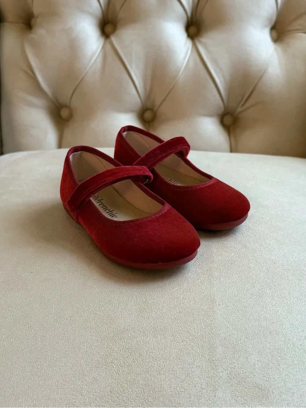 ChildrenChic Cassie Red Velvet Mary Jane Shoes Girls Size 24